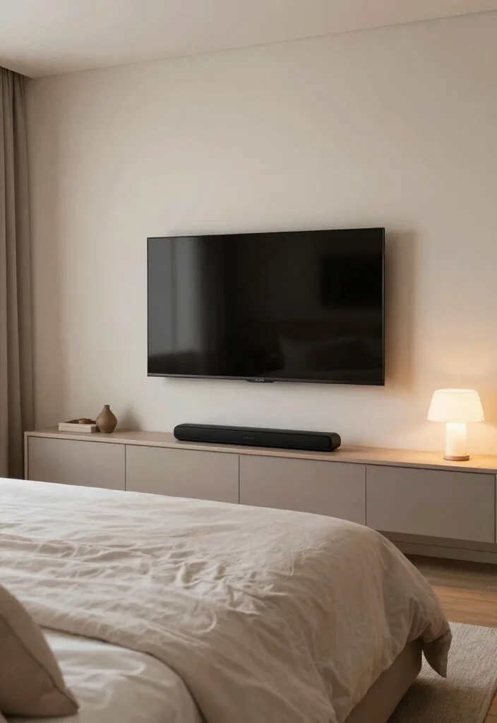 10 Bedroom TV Ideas for Cozy Night In Setups 2. TV Above the Bed for Optimal Viewing 0