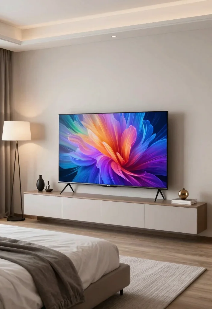 10 Bedroom TV Ideas for Cozy Night In Setups 4. Use a TV with Built In Speakers 0