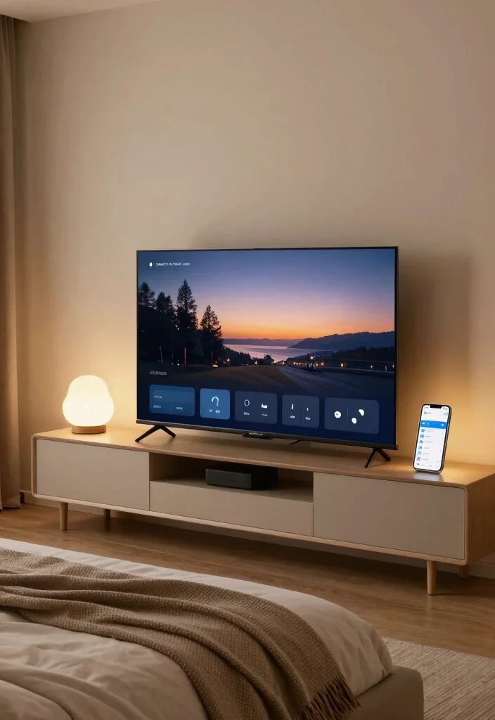 10 Bedroom TV Ideas for Cozy Night In Setups 9. Utilize Smart Home Integration 0