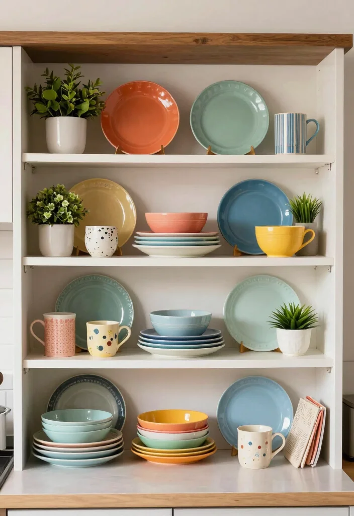 10 Dorm Kitchen Ideas That Are Small but Smart 9. Colorful Dishware Display 0
