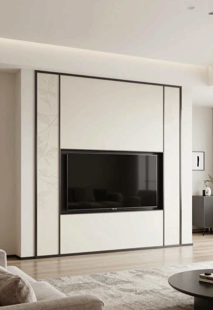 10 Hanging TV Living Room Ideas for a Clean Look 9. TV Behind a Sliding Panel 0