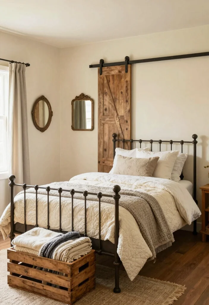 10 Iron Bed Bedroom Decorating Ideas with Vintage Charm 3. Rustic Farmhouse Style 0