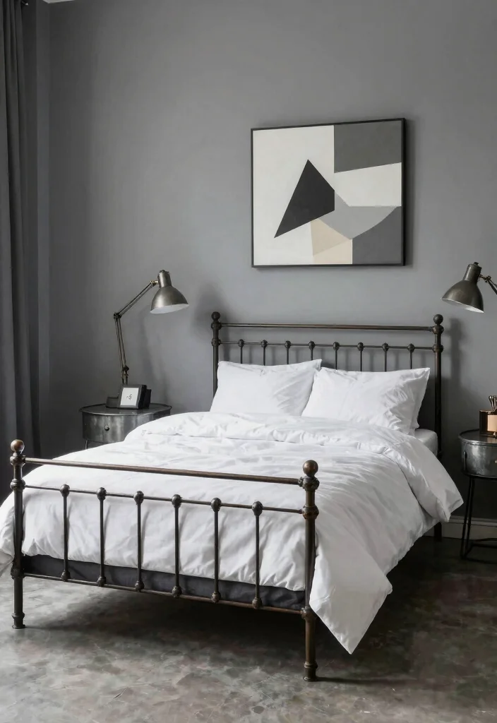 10 Iron Bed Bedroom Decorating Ideas with Vintage Charm 4. Industrial Edge 0