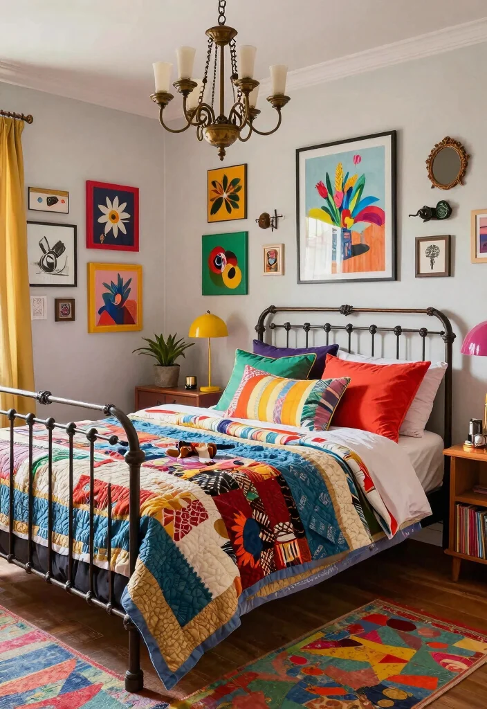 10 Iron Bed Bedroom Decorating Ideas with Vintage Charm 5. Eclectic Layering 0