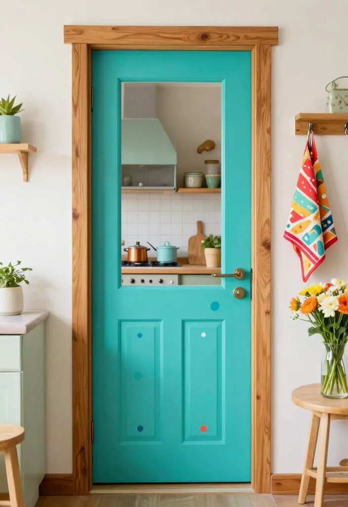 10 Kitchen Entrance Door Ideas That Set the Tone 10. Colorful Painted Door 0