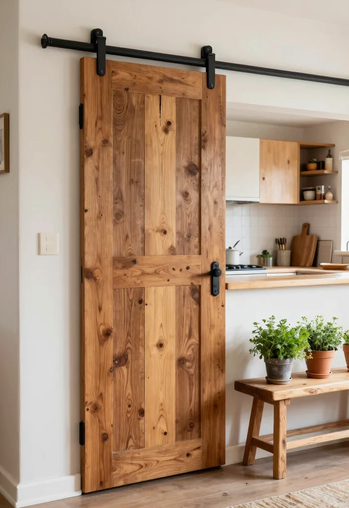 10 Kitchen Entrance Door Ideas That Set the Tone 6. Rustic Sliding Door 0