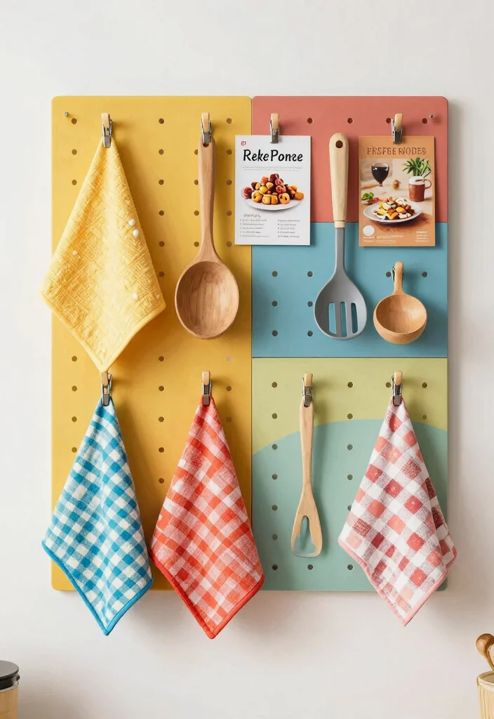 10 Kitchen Towel Hanging Ideas That Look Neat 6. Pegboard Magic 0