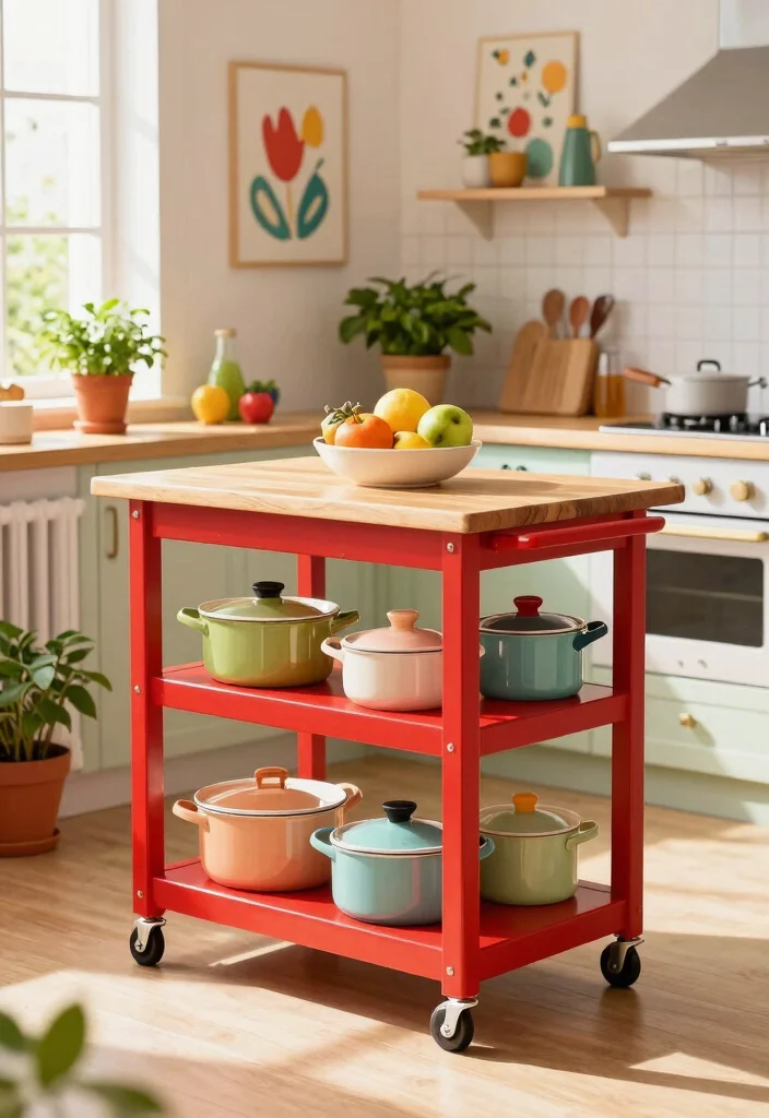 10 Mobile Kitchen Island Ideas for Flexible Small Kitchens 1. Rolling Cart Island 0