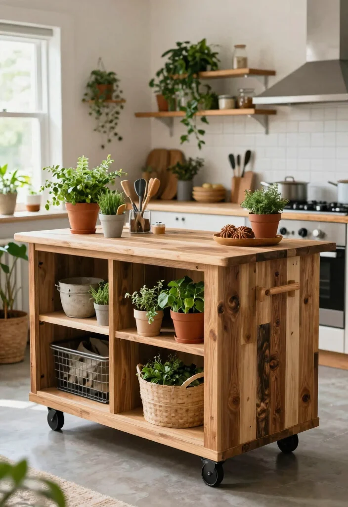 10 Mobile Kitchen Island Ideas for Flexible Small Kitchens 10. Eco Friendly Island 0