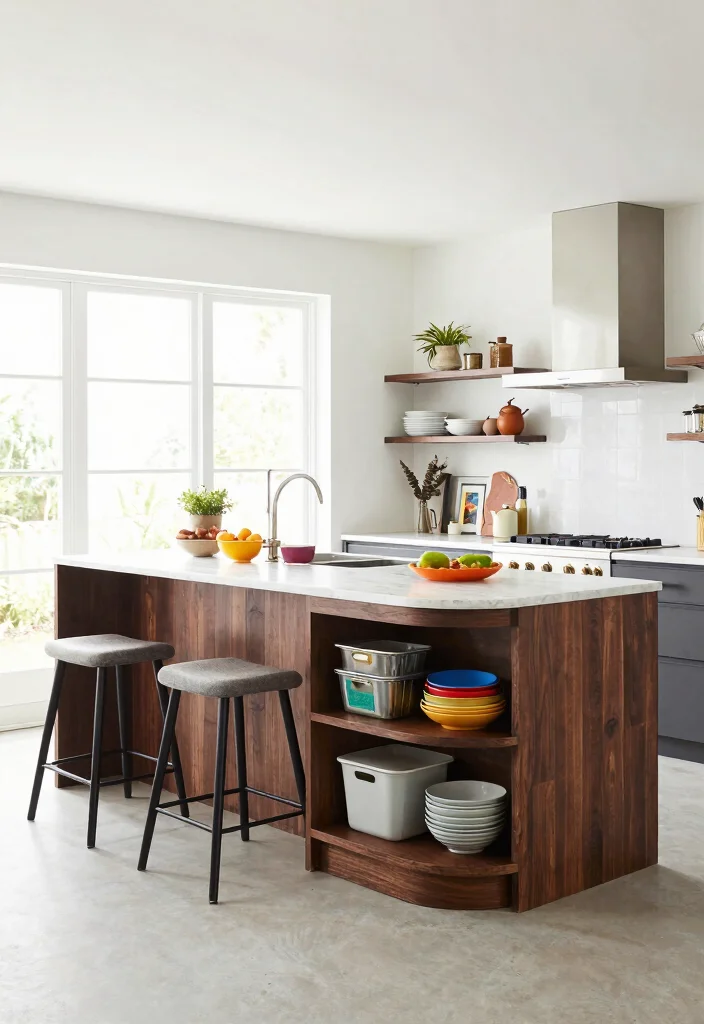 10 Mobile Kitchen Island Ideas for Flexible Small Kitchens 6. Double Sided Island 0