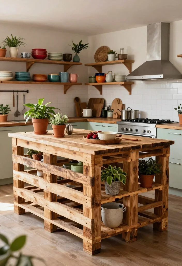 10 Mobile Kitchen Island Ideas for Flexible Small Kitchens 8. DIY Pallet Island 0