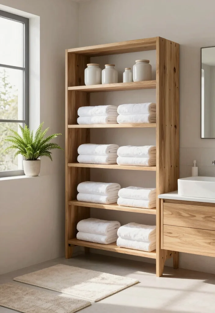 10 Simple Bathroom Ideas That Still Look Beautiful 2. Simplify with Open Shelving 0