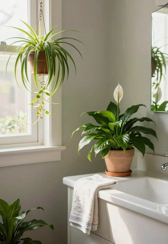 10 Simple Bathroom Ideas That Still Look Beautiful 3. Go Green with Houseplants 0