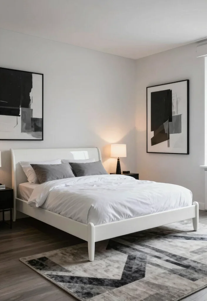 10 Sleigh Bed Bedroom Ideas with Classic Elegance 2. Modern Minimalist Elegance 0