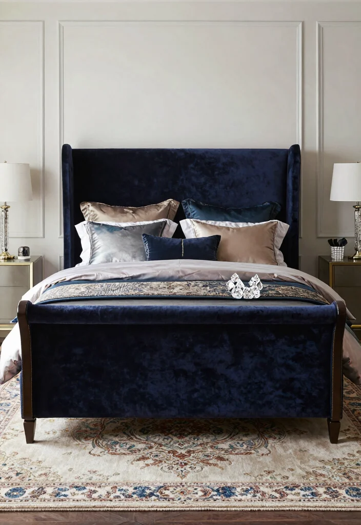 10 Sleigh Bed Bedroom Ideas with Classic Elegance 8. Elegant Glamour 0