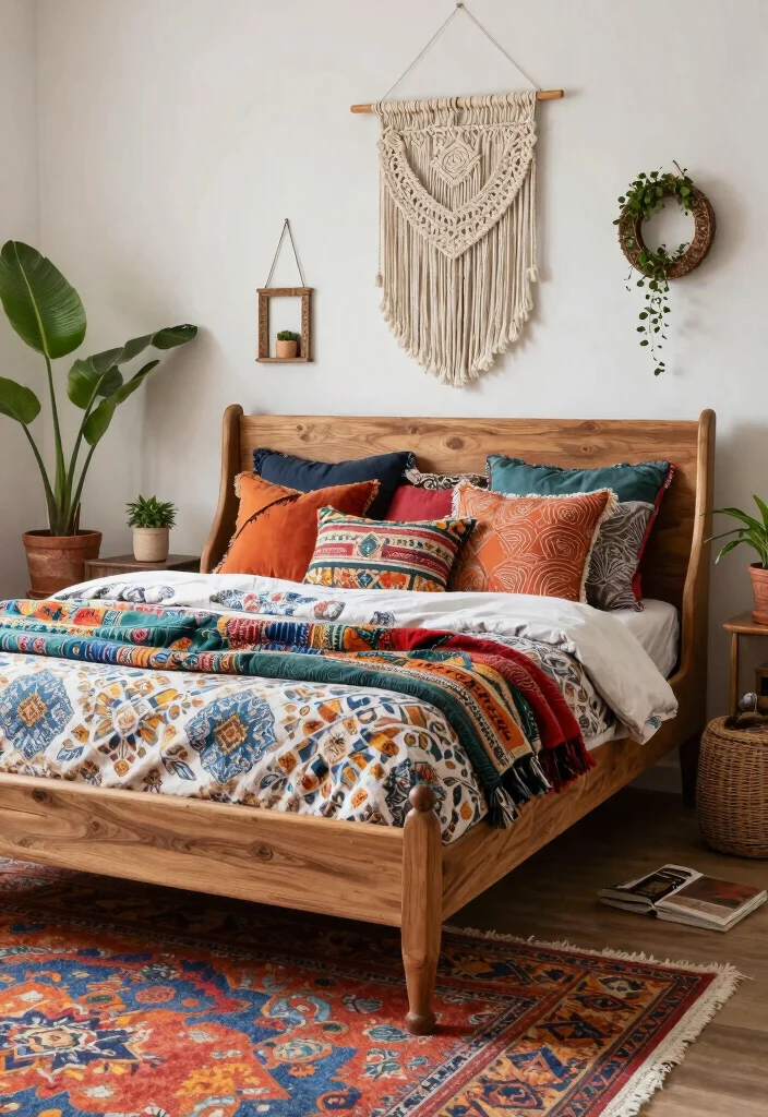 10 Sleigh Bed Bedroom Ideas with Classic Elegance 9. Bohemian Bliss 0