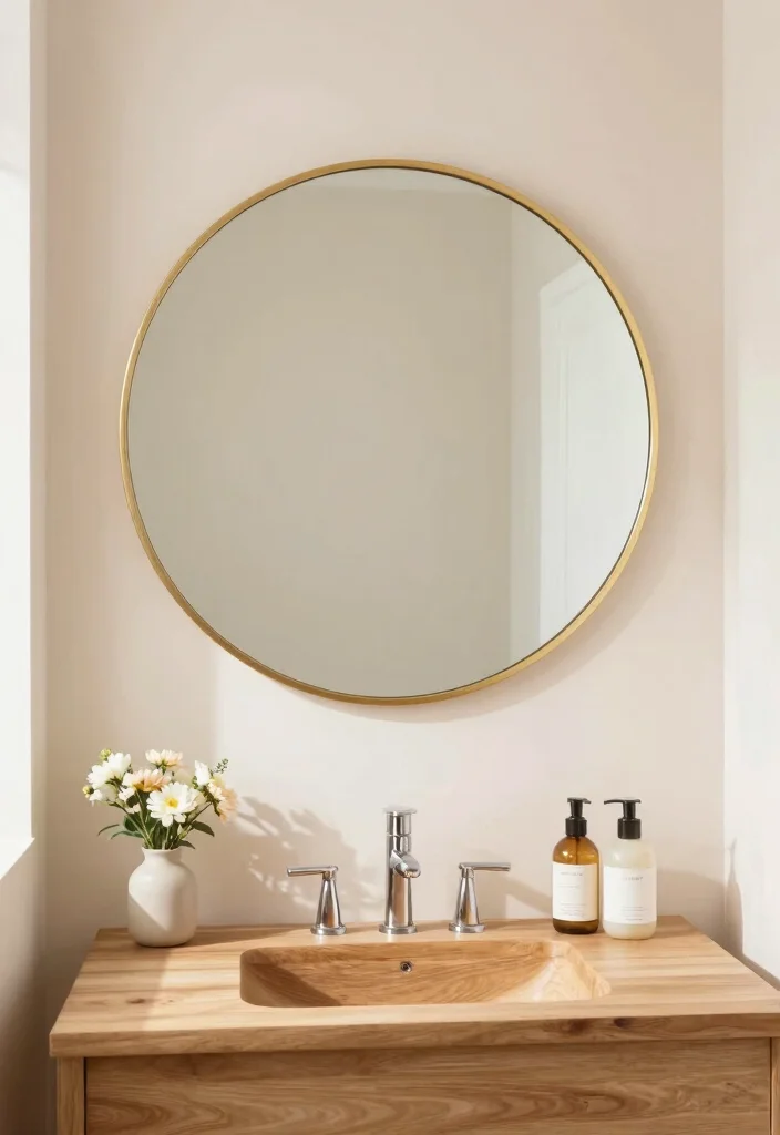 10 Small Bathroom Mirror Ideas That Instantly Open the Space 2. Round Mirrors for a Soft Touch 0