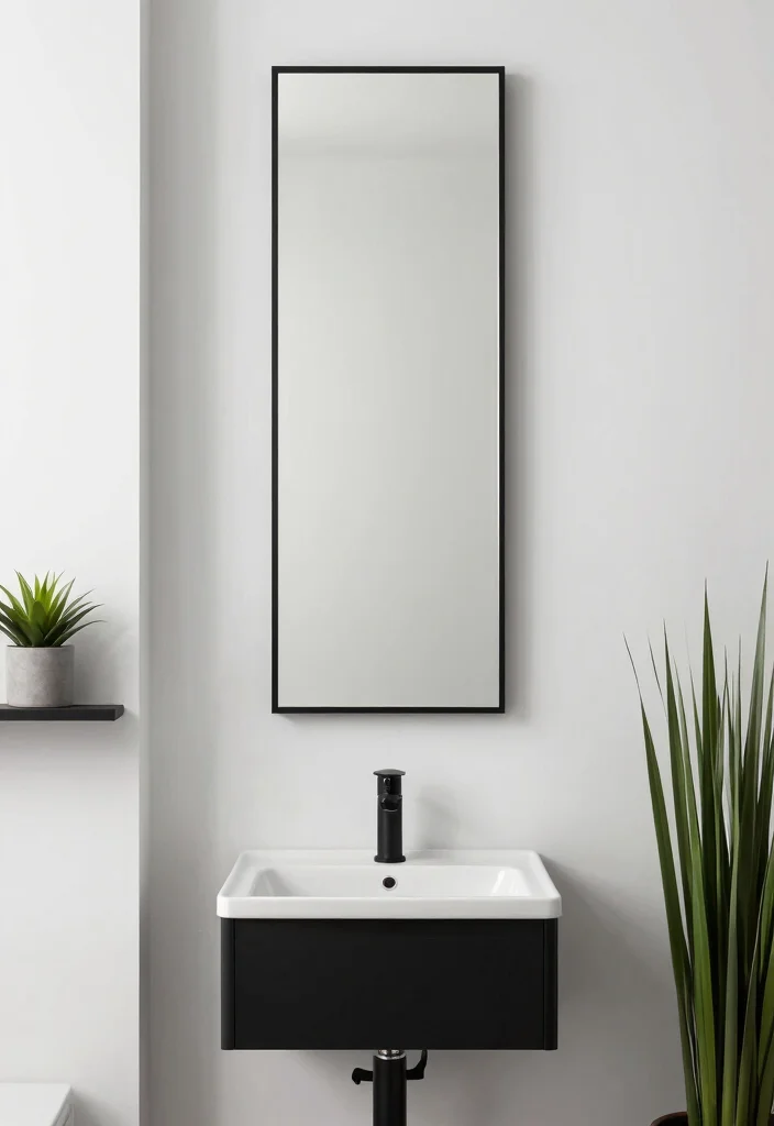 10 Small Bathroom Mirror Ideas That Instantly Open the Space 6. Vertical Mirrors to Create the Illusion of Height 0