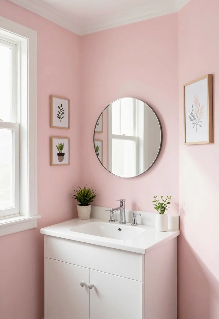 10 Small Pink Bathroom Ideas That Feel Chic Not Cute 1. Soft Blush Walls with White Trim 0