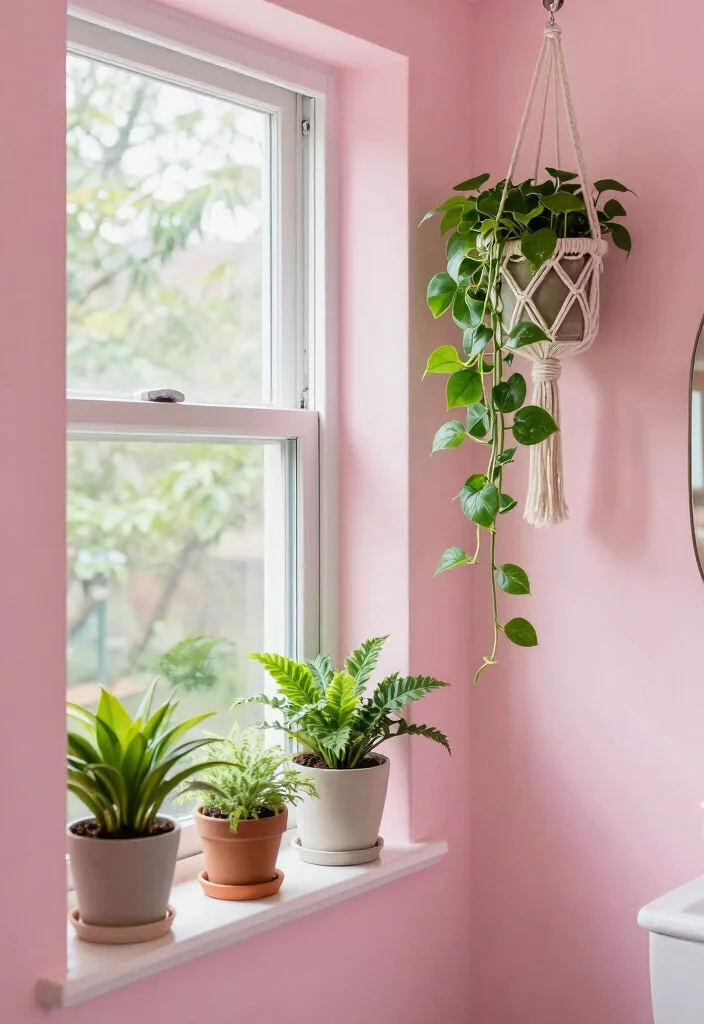 10 Small Pink Bathroom Ideas That Feel Chic Not Cute 6. Greenery for Freshness 0