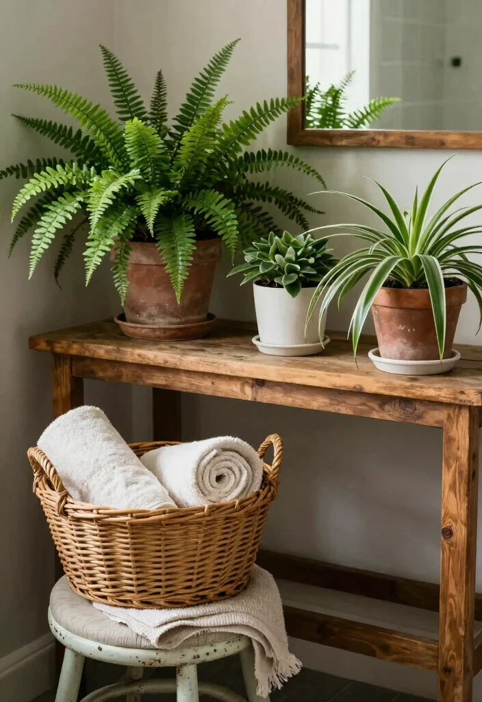 10 Vintage Small Bathroom Ideas Packed with Character 10. Greenery and Natural Elements 0