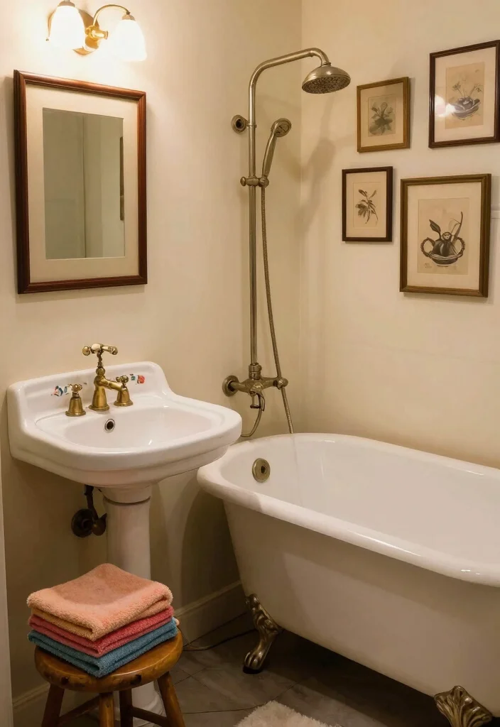 10 Vintage Small Bathroom Ideas Packed with Character 3. Quirky Fixtures 0