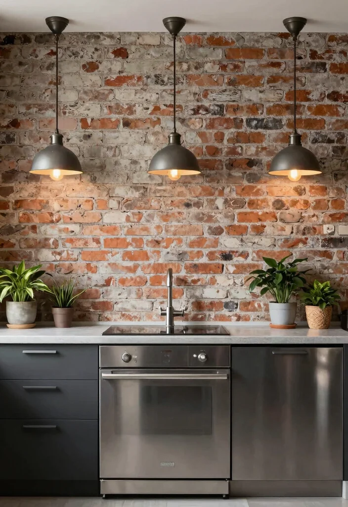 12 Accent Wall Kitchen Wallpaper Ideas That Make a Statement 4. Industrial Chic Textures 0