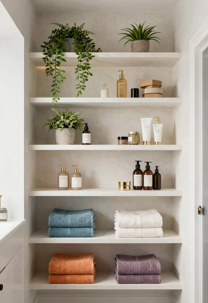 12 Bathroom Rack and Shelf Ideas That Look Intentional 11. Multi Level Shelving Units 0