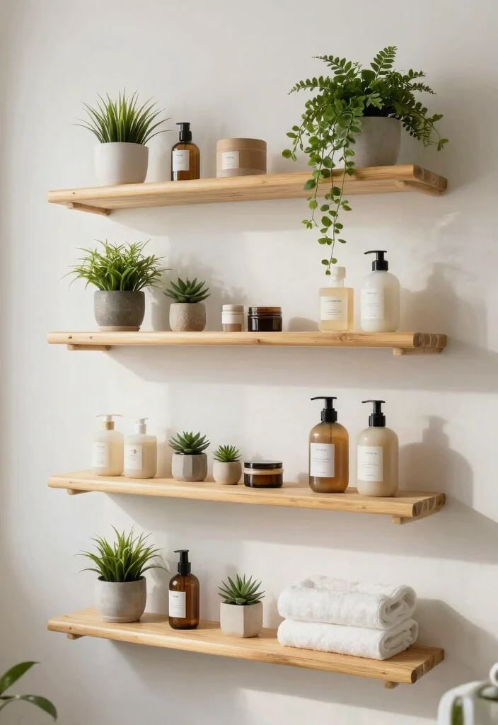12 Bathroom Rack and Shelf Ideas That Look Intentional 12. Zen Inspired Bamboo Shelves 0