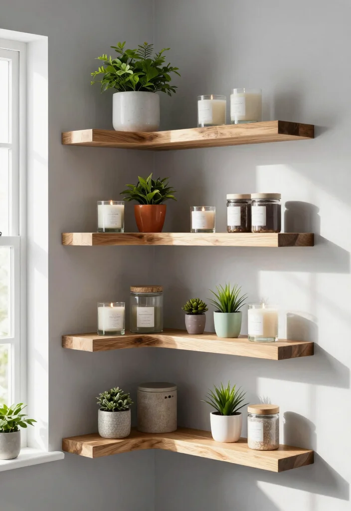 12 Bathroom Rack and Shelf Ideas That Look Intentional 2. Floating Corner Shelves 0