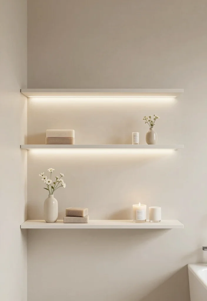 12 Bathroom Rack and Shelf Ideas That Look Intentional 6. Minimalist Floating Shelves 0