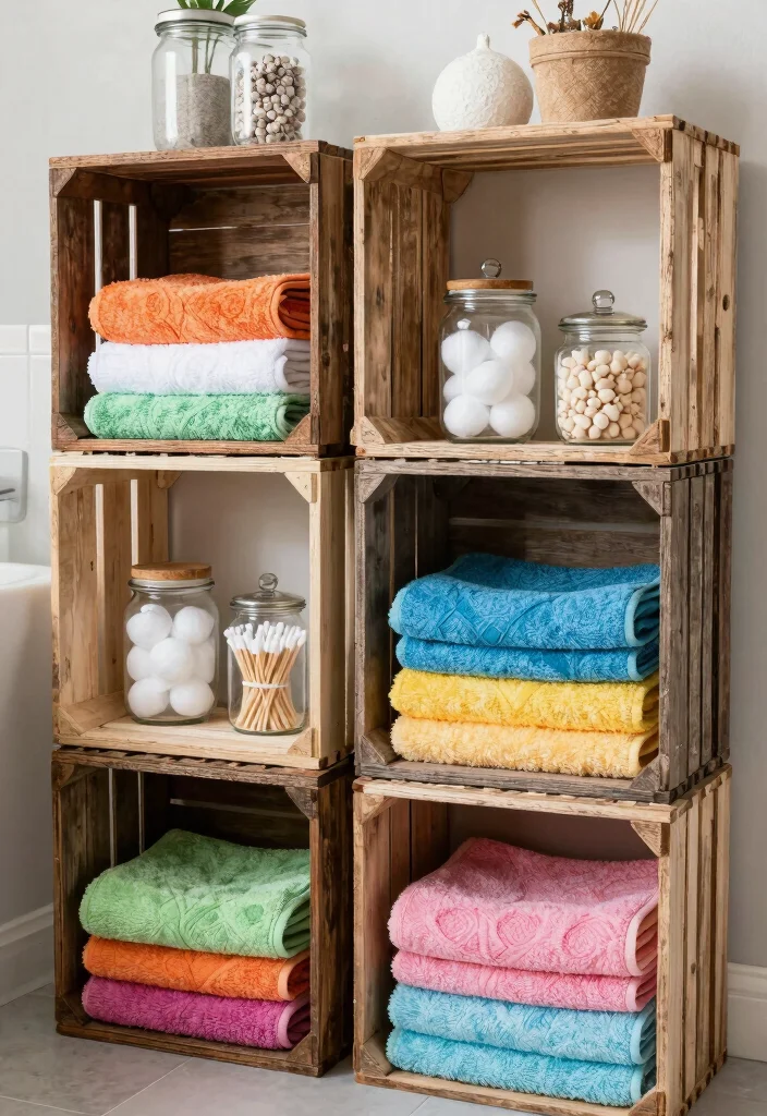 12 Bathroom Rack and Shelf Ideas That Look Intentional 7. Recycled Material Storage 0