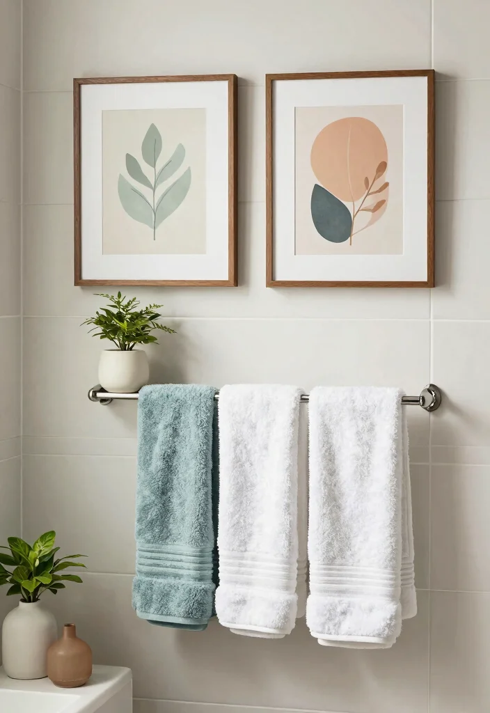 12 Bathroom Towel Decor Ideas That Look Hotel Styled 12. Incorporating Artwork with Towels 0