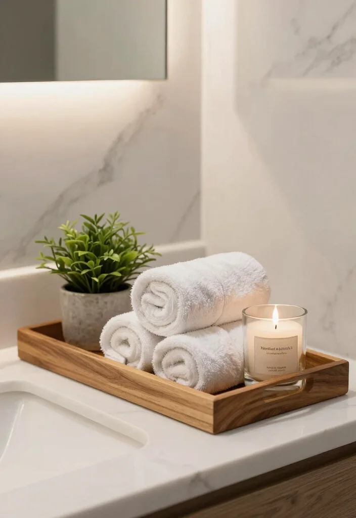 12 Bathroom Towel Decor Ideas That Look Hotel Styled 7. Decorative Towel Trays 0