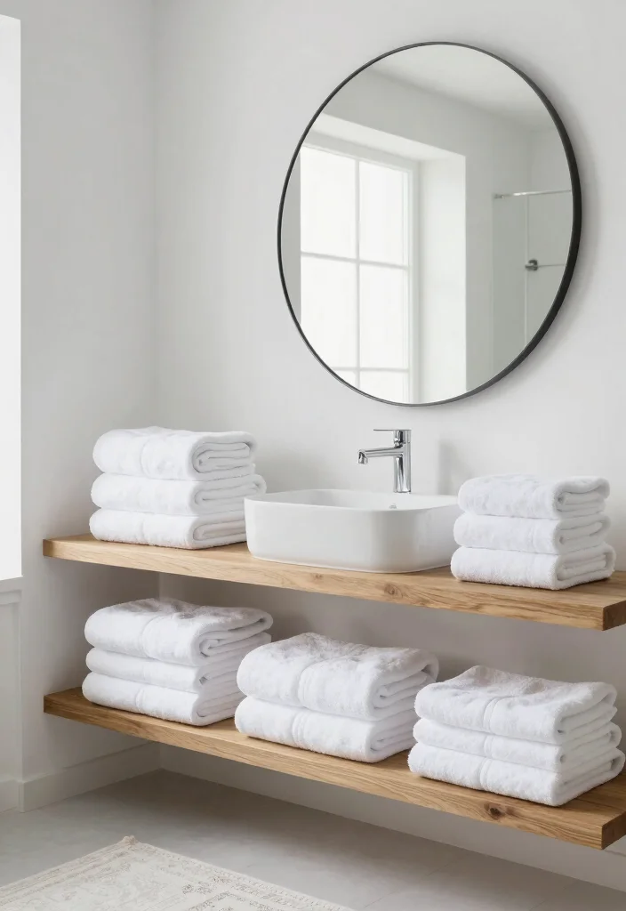 12 Bathroom Towel Decor Ideas That Look Hotel Styled 8. Monochromatic Towel Arrangements 0