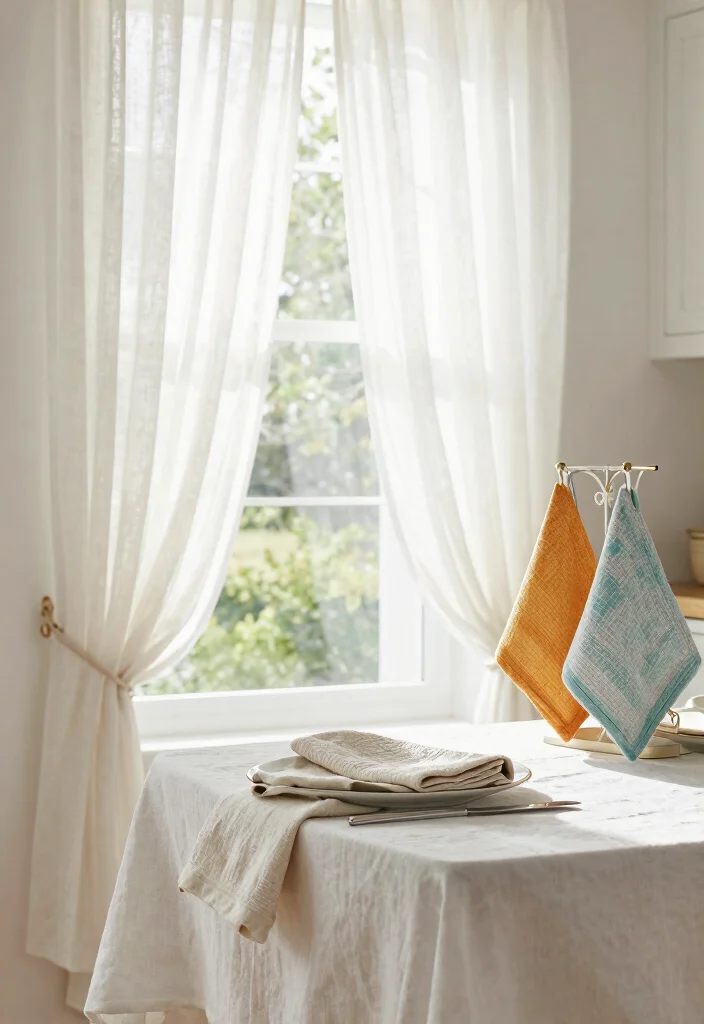 12 Beach Kitchen Ideas with a Light Coastal Vibe 5. Light and Breezy Fabrics 0