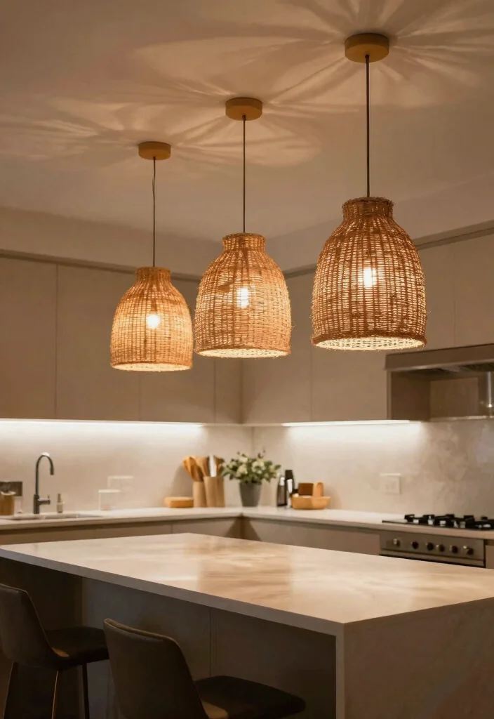 12 Beach Kitchen Ideas with a Light Coastal Vibe 7. Statement Lighting Fixtures 0