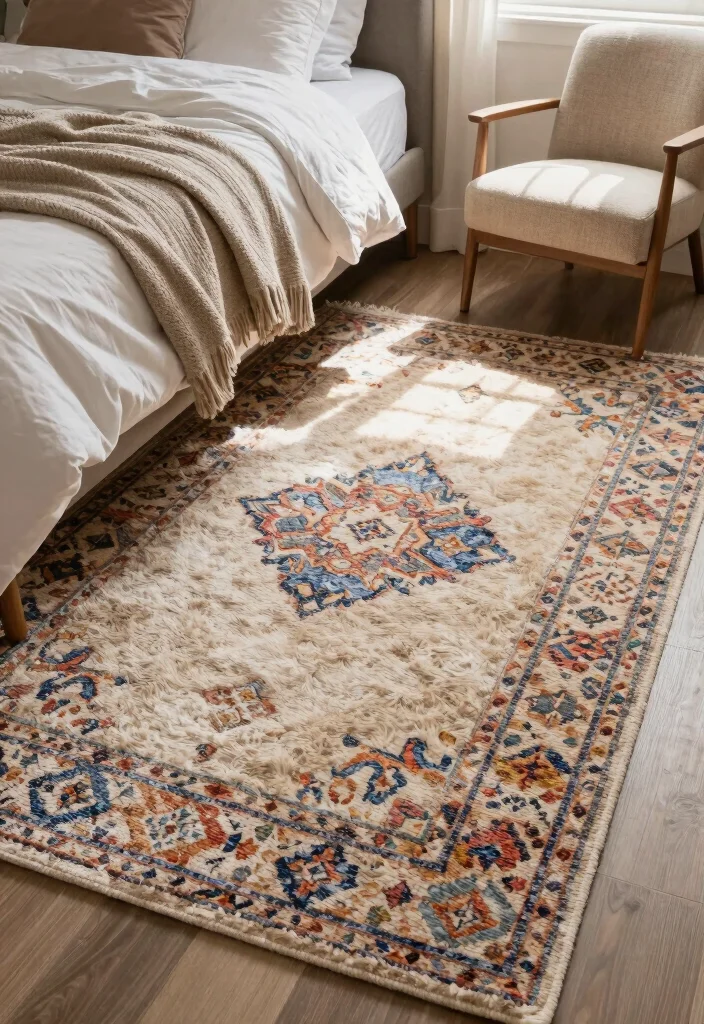 12 Bedroom Room Divider Ideas That Create Instant Zones 10. Creative Use of Rugs 0