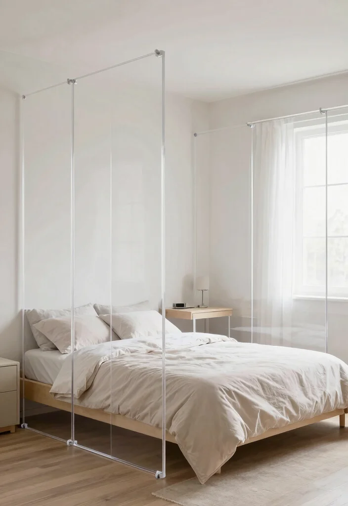 12 Bedroom Room Divider Ideas That Create Instant Zones 12. Light and Airy Transparent Dividers 0