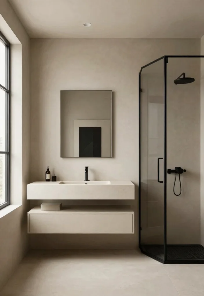12 Beige and Black Bathroom Ideas That Feel Calm and Luxe 4. Modern Minimalism 0