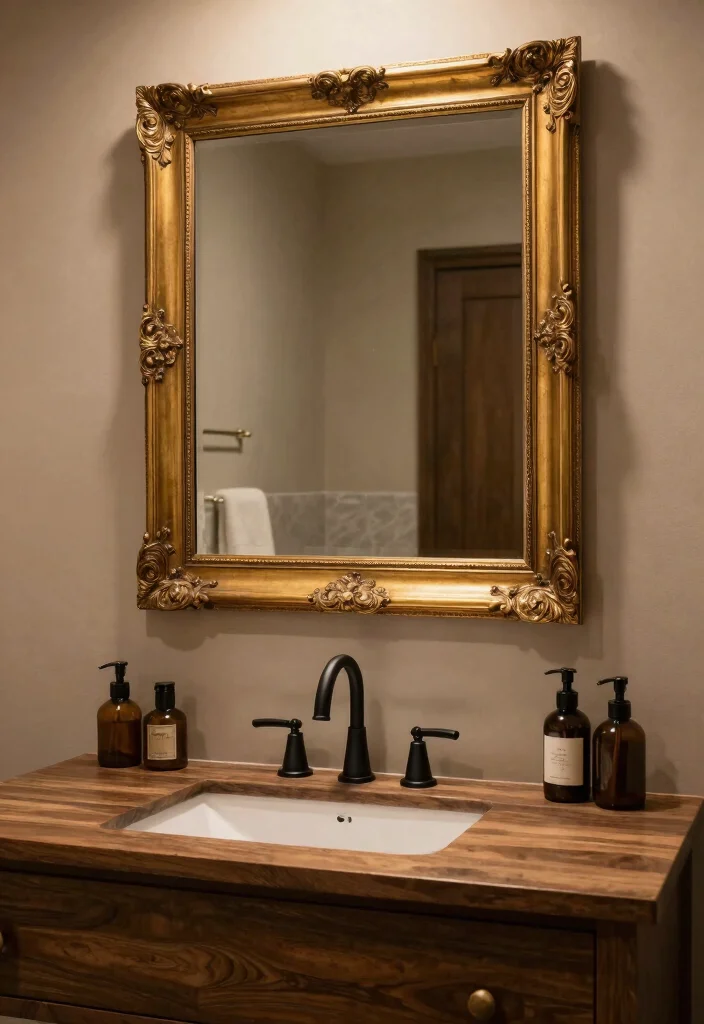 12 Black and Brown Bathroom Ideas That Feel Warm and Luxe 10. Warm Metallic Accents 0