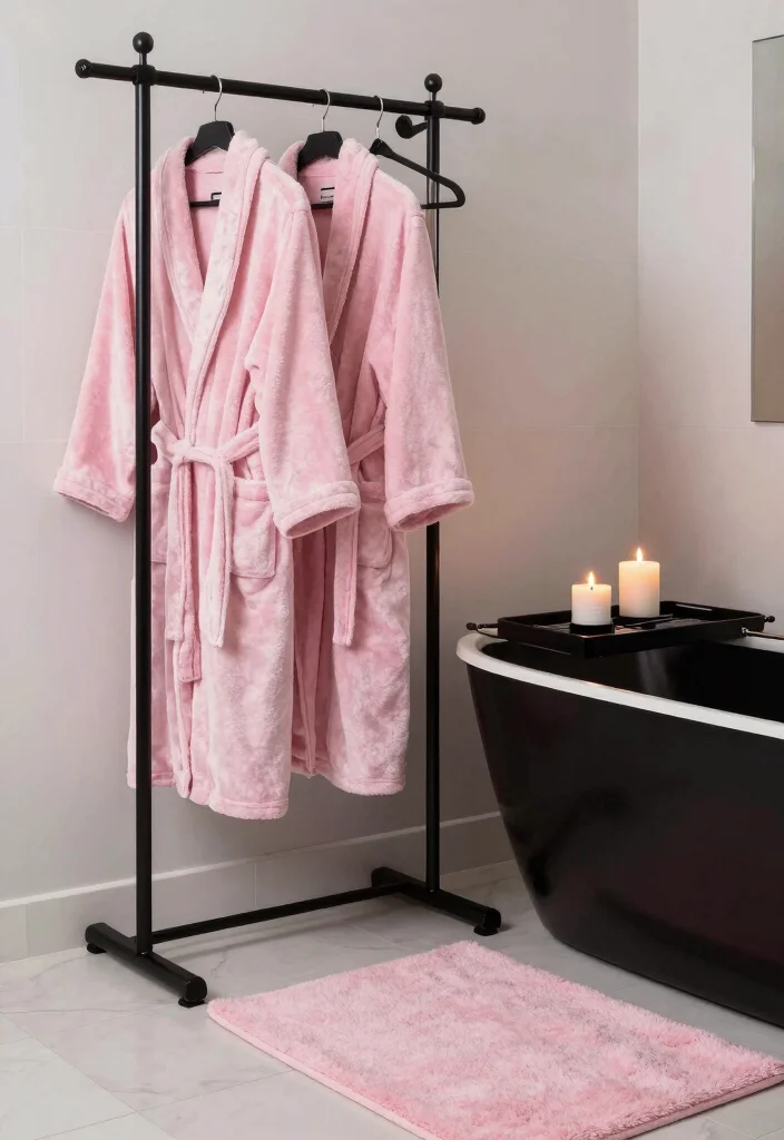 12 Black and Pink Bathroom Ideas with Bold Personality 12. Stylish Bathing Experience 0
