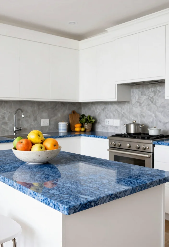 12 Blue Kitchen Ideas That Feel Fresh and Timeless 11. Unique Blue Countertops 0