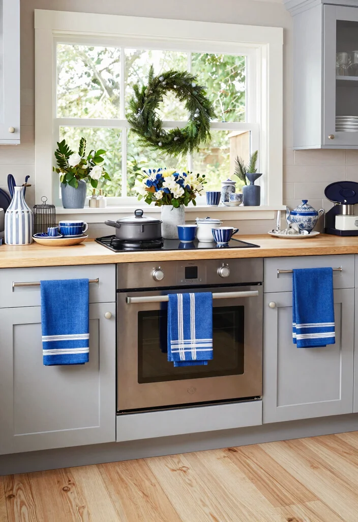 12 Blue Kitchen Ideas That Feel Fresh and Timeless 12. Seasonal Blue Decor 0