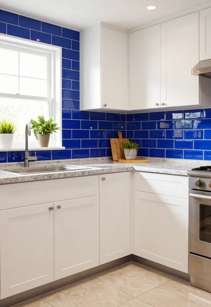 12 Blue Kitchen Ideas That Feel Fresh and Timeless 3. Blue Tile Backsplash for a Pop of Color 0