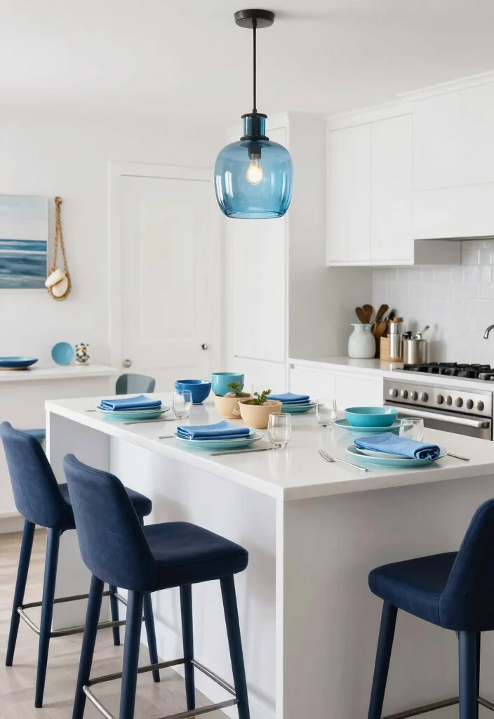 12 Blue Kitchen Ideas That Feel Fresh and Timeless 4. Coastal Inspired Blue Accents 0