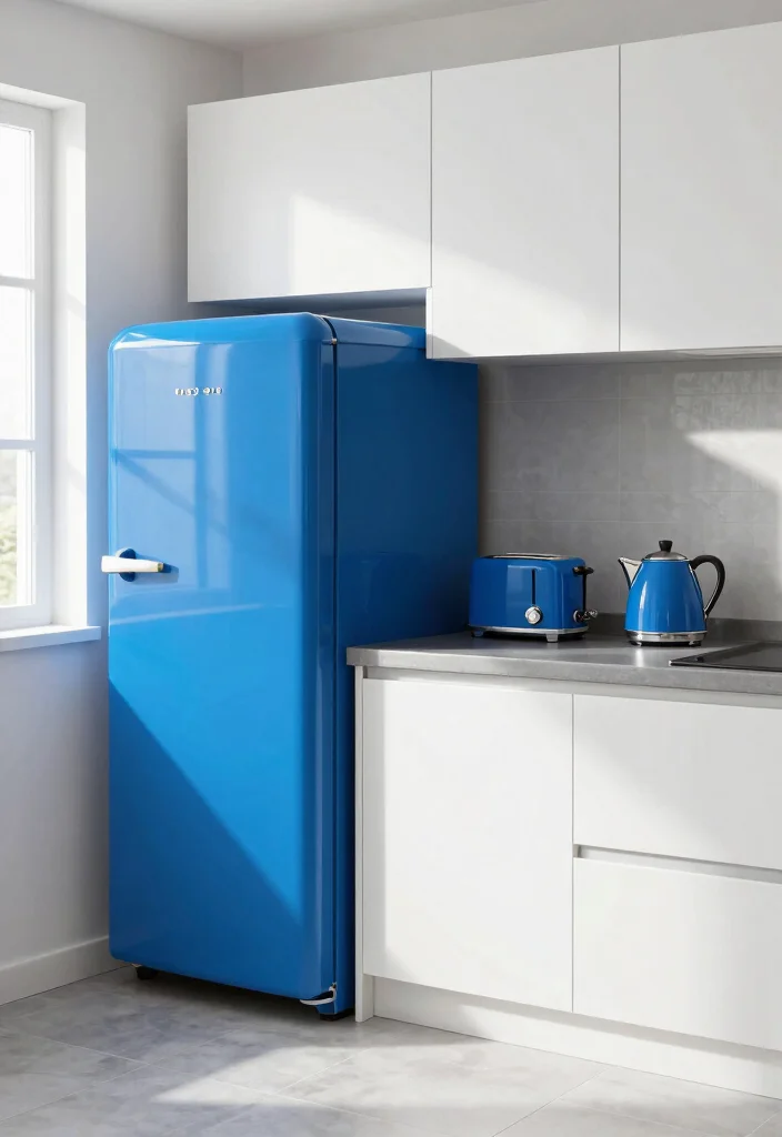 12 Blue Kitchen Ideas That Feel Fresh and Timeless 8. Blue Accents in Appliances 0