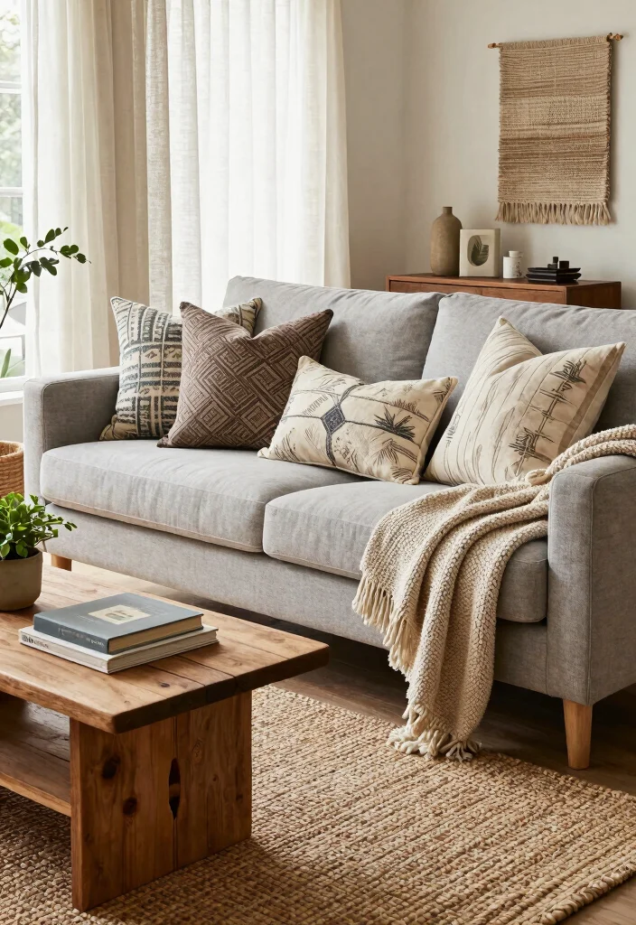 12 Boho Chic Living Room Ideas with Texture and Soul 1. Layered Textures for Ultimate Comfort 0