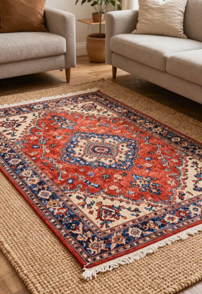 12 Boho Chic Living Room Ideas with Texture and Soul 10. Define Your Space with Rugs 0