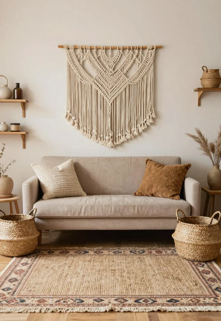 12 Boho Chic Living Room Ideas with Texture and Soul 7. Incorporate Woven Textiles 0